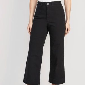 High-Waisted Cropped Wide-Leg Chino Pants